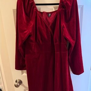 SHEIN Rich Red Long Sleeve Dress